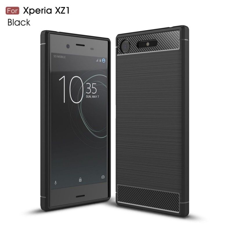 Cover Sony Xperia XZ1 Sort Børstet Kulfiber