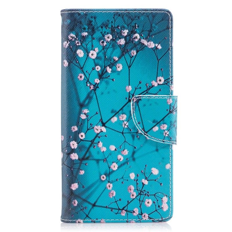 Flip Cover Læder Sony Xperia XZ1 Blomstrende Træ Original