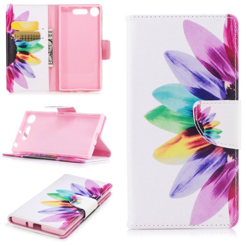 Flip Cover Sony Xperia XZ1 Akvarelblomst