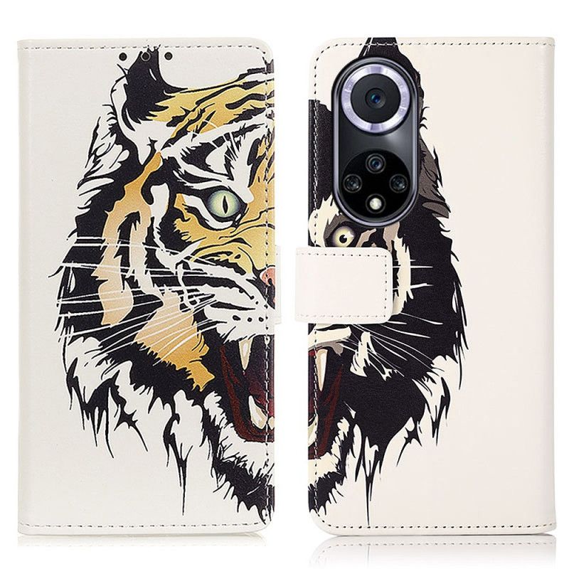 Læder Cover Huawei Nova 9 / Honor 50 Telefon Etui Fierce Tiger