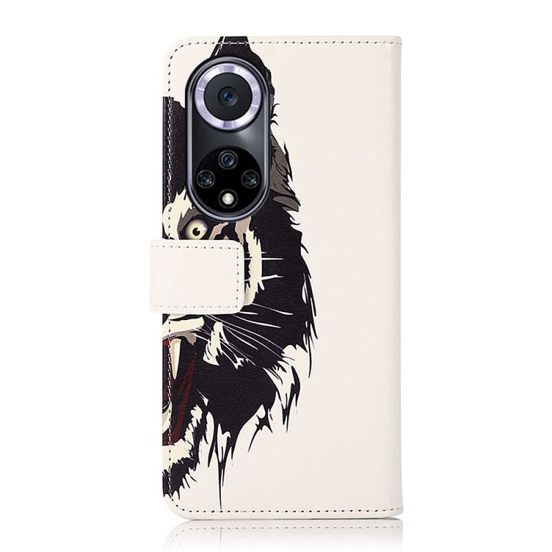 Læder Cover Huawei Nova 9 / Honor 50 Telefon Etui Fierce Tiger