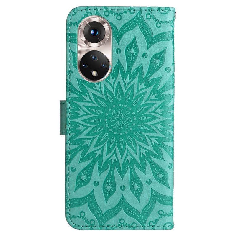 Læder Cover Huawei Nova 9 / Honor 50 Telefon Etui Solblomst