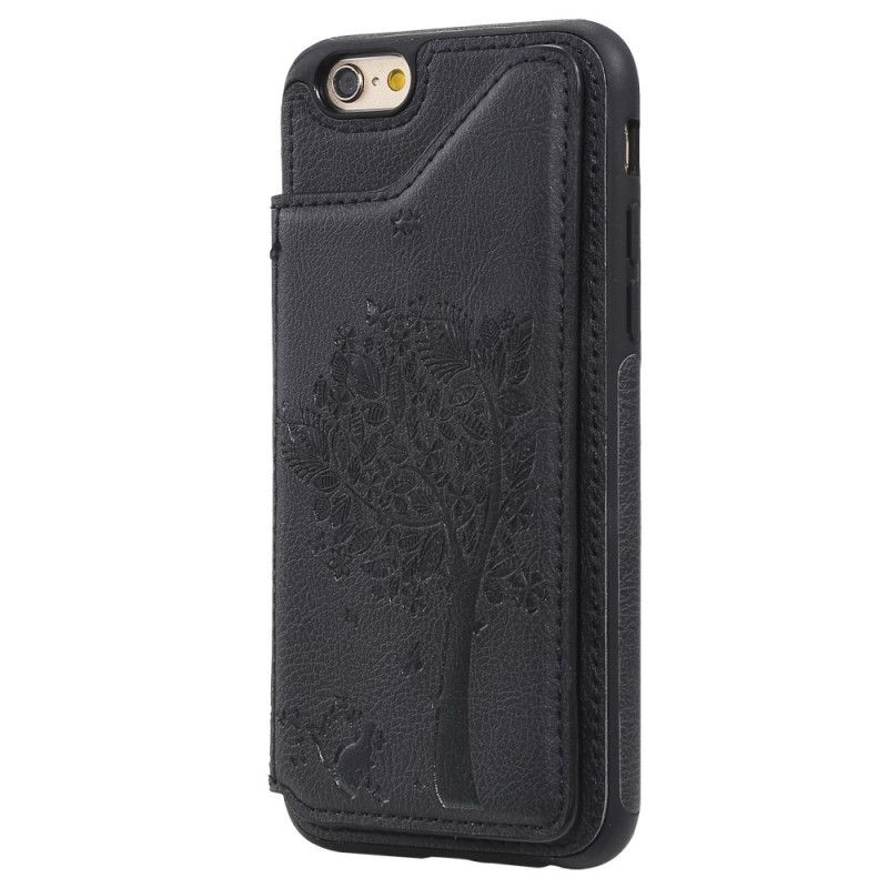 Cover iPhone 6 / 6S Navyblå Kortholder Med Katteprint