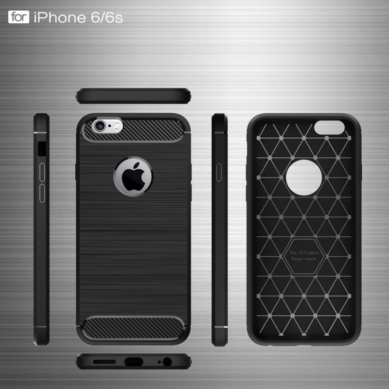 Cover iPhone 6 / 6S Sort Børstet Kulfiber