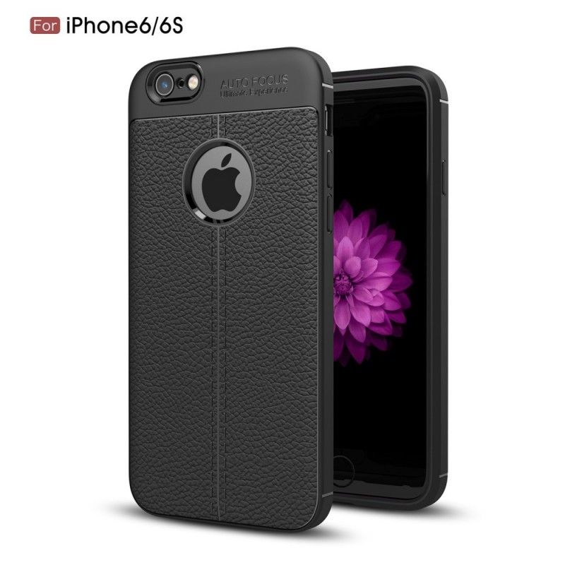 Cover iPhone 6 / 6S Sort Dobbeltlinjeret Lychee-Lædereffekt Original