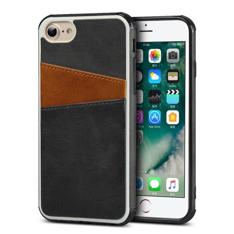 Cover iPhone 6 / 6S Sort Tofarvet Dobbeltkortholder