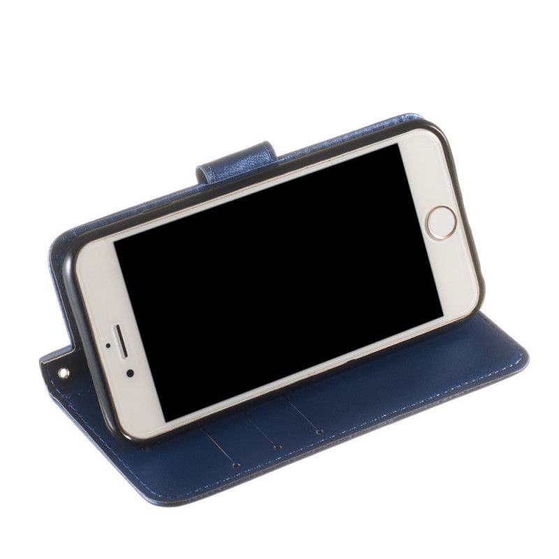 Flip Cover iPhone 6 / 6S Sort Mobilcover Renfarvet Lædereffekt Med Rem