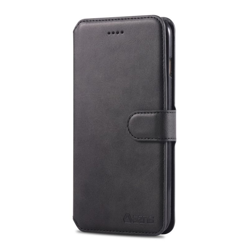 Flip Cover Læder for iPhone 6 / 6S Sort Lædereffekt Azns