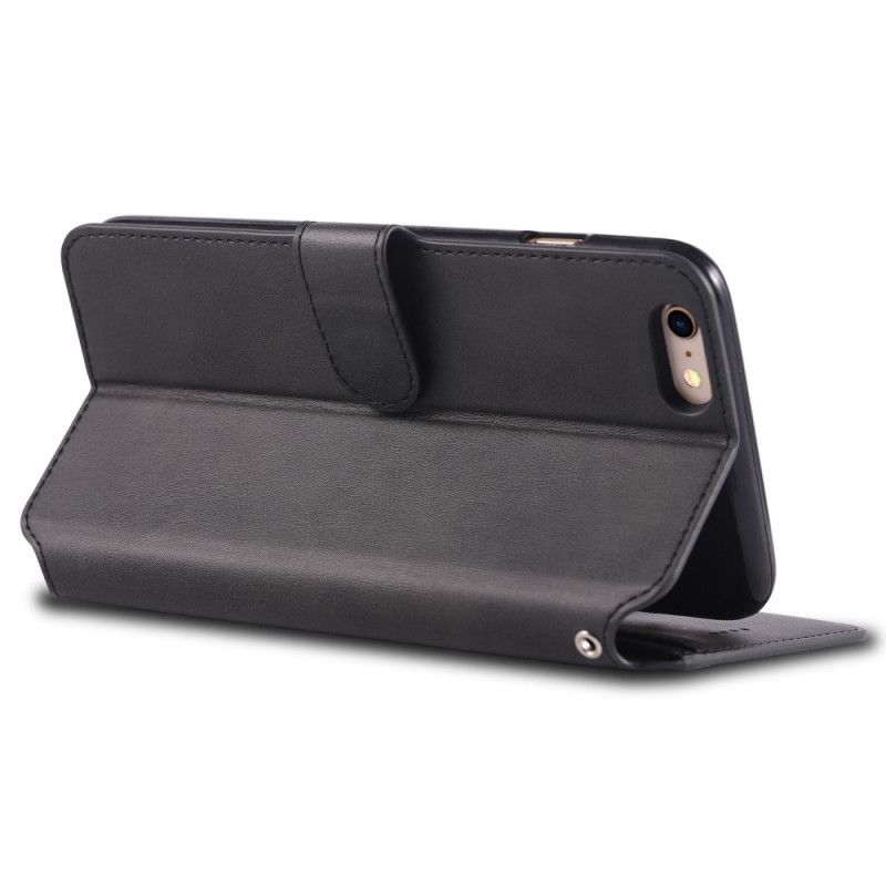 Flip Cover Læder for iPhone 6 / 6S Sort Lædereffekt Azns