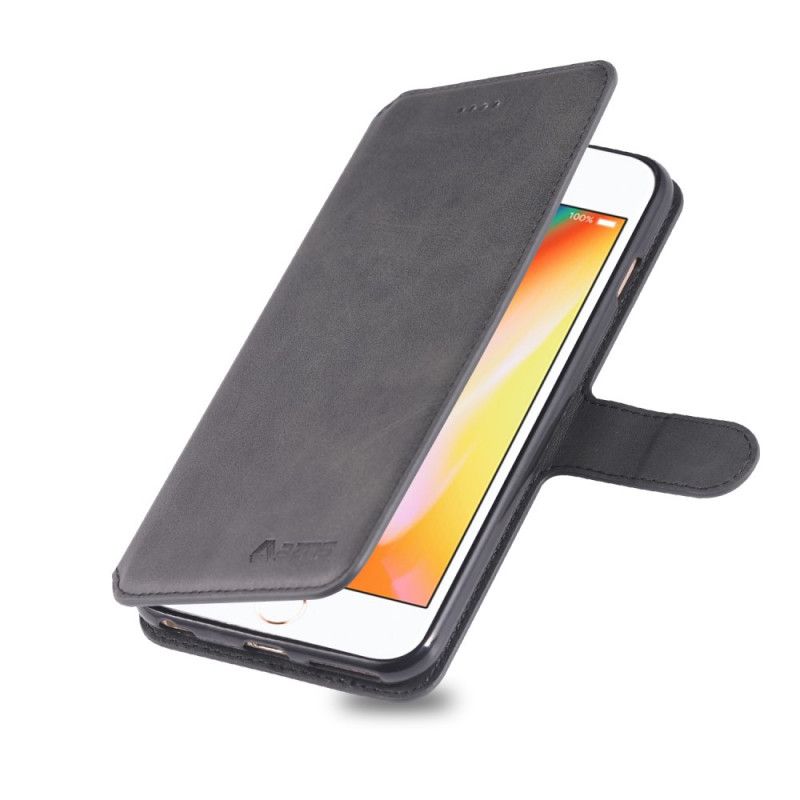 Flip Cover Læder for iPhone 6 / 6S Sort Lædereffekt Azns