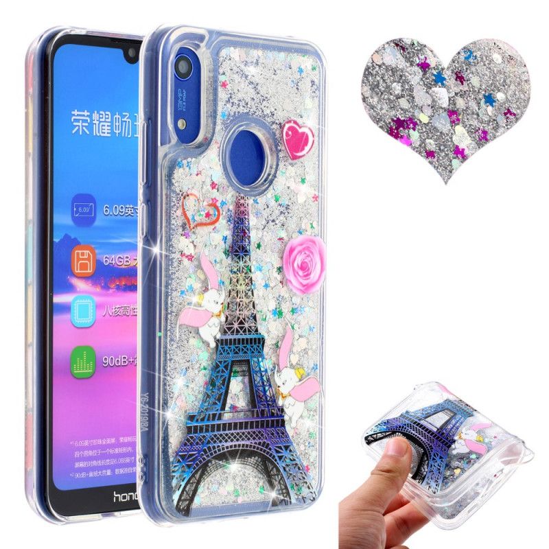 Cover Huawei Y6 2019 Mobilcover Eiffeltårnet Glitter