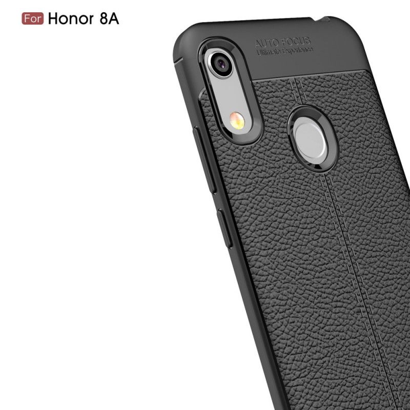 Cover Huawei Y6 2019 Sort Dobbelt Line Lychee Læder Effekt