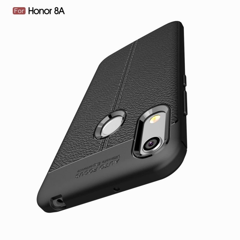 Cover Huawei Y6 2019 Sort Dobbelt Line Lychee Læder Effekt