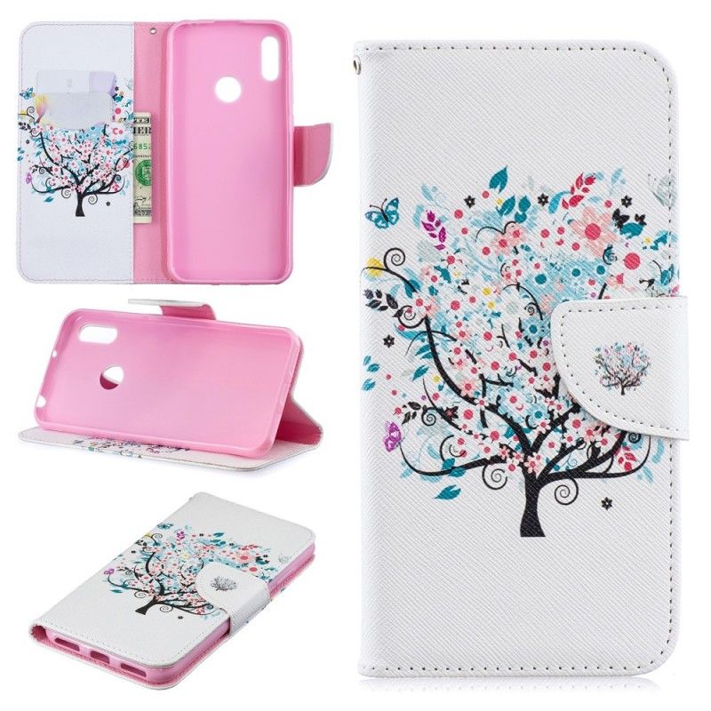 Flip Cover Huawei Y6 2019 Mobilcover Blomstret Træ