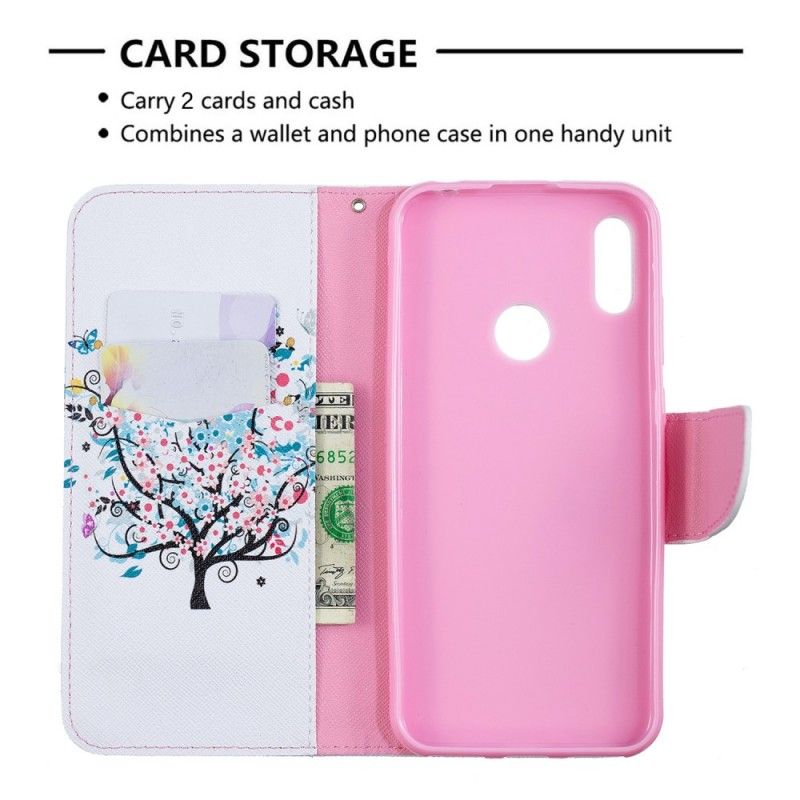 Flip Cover Huawei Y6 2019 Mobilcover Blomstret Træ