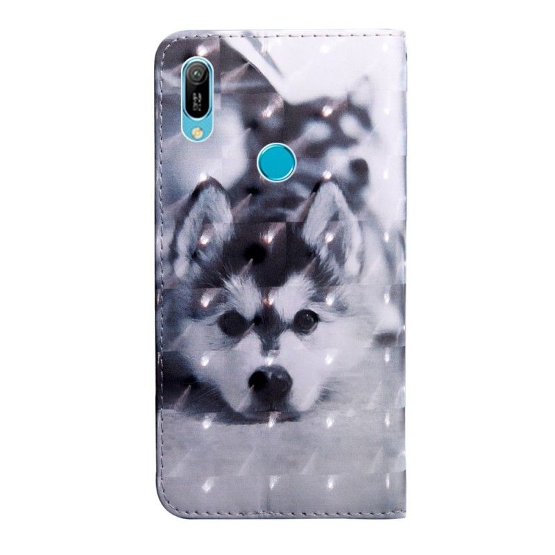 Flip Cover Huawei Y6 2019 Mobilcover Sort Og Hvid Hund