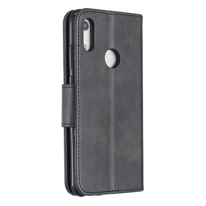 Flip Cover Huawei Y6 2019 Mørkeblå Mobilcover Glat Skrå Flap