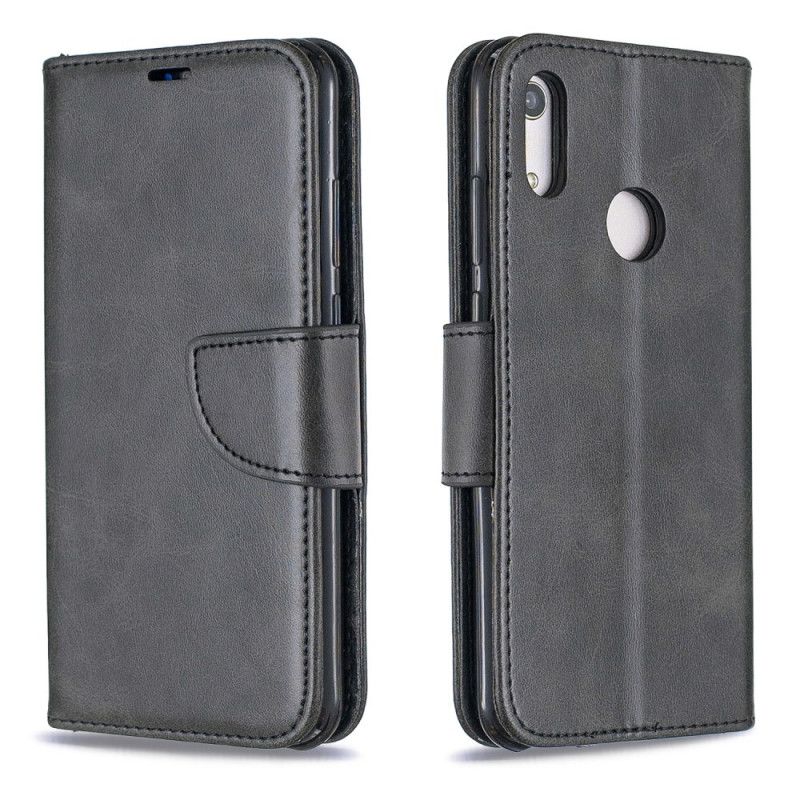 Flip Cover Huawei Y6 2019 Mørkeblå Mobilcover Glat Skrå Flap