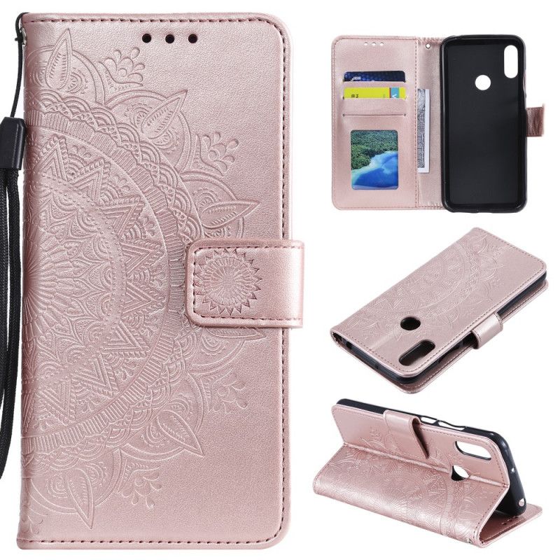 Flip Cover Læder for Huawei Y6 2019 Grå Solmandala