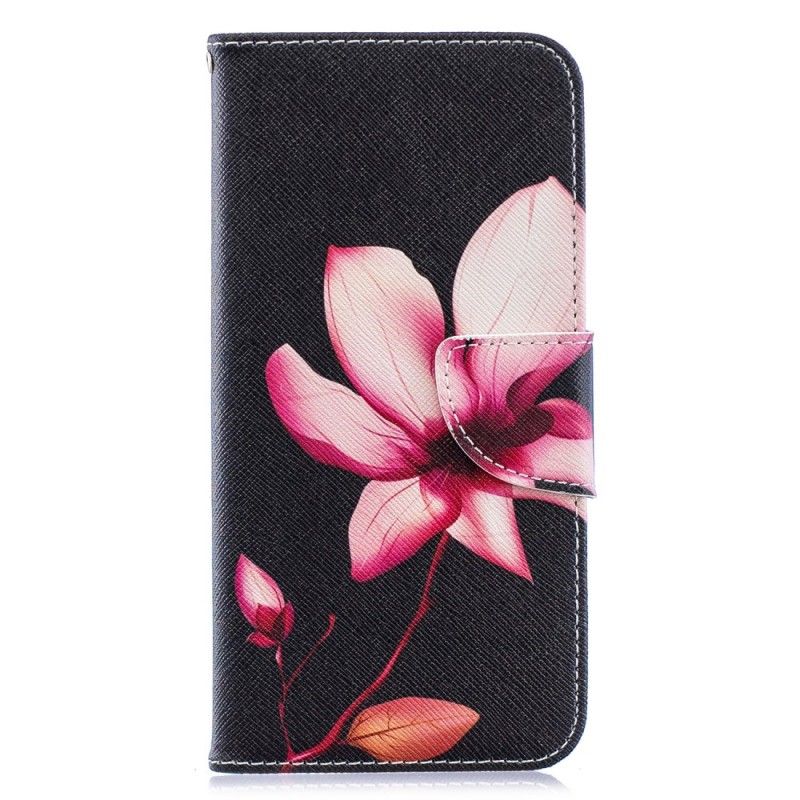 Flip Cover Læder for Huawei Y6 2019 Lyserød Blomst