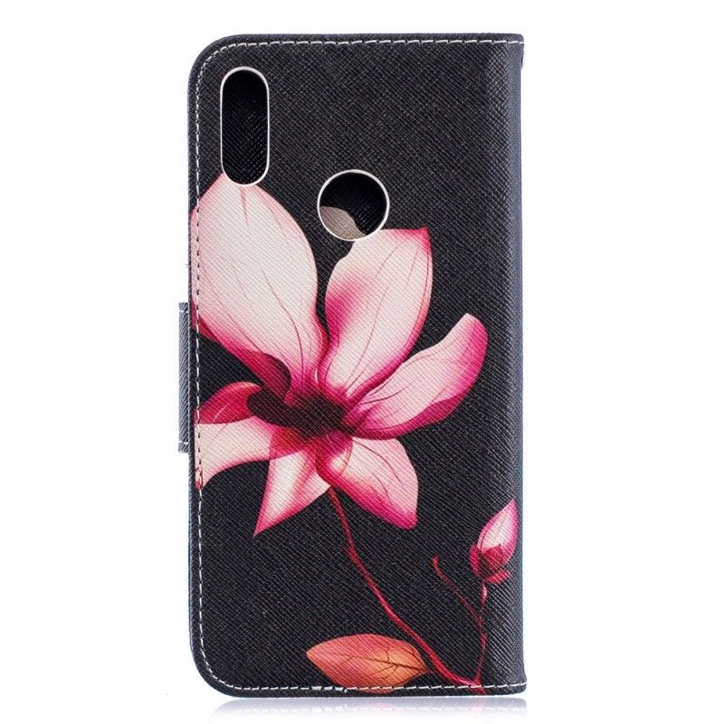 Flip Cover Læder for Huawei Y6 2019 Lyserød Blomst