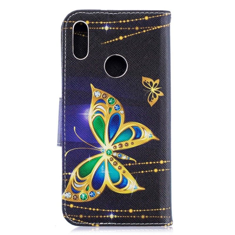 Flip Cover Læder for Huawei Y6 2019 Magisk Sommerfugl