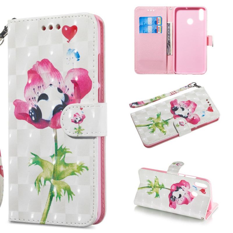 Flip Cover Læder for Huawei Y6 2019 Sovende Panda