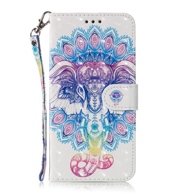 Flip Cover Læder Huawei Y6 2019 Elefantmotiv Mandala