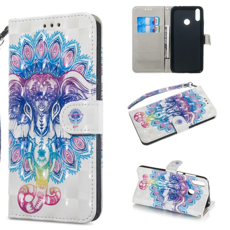 Flip Cover Læder Huawei Y6 2019 Elefantmotiv Mandala