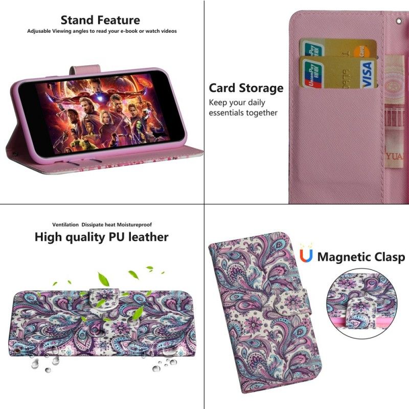 Flip Cover Læder Huawei Y6 2019 Mønstrede Blomster