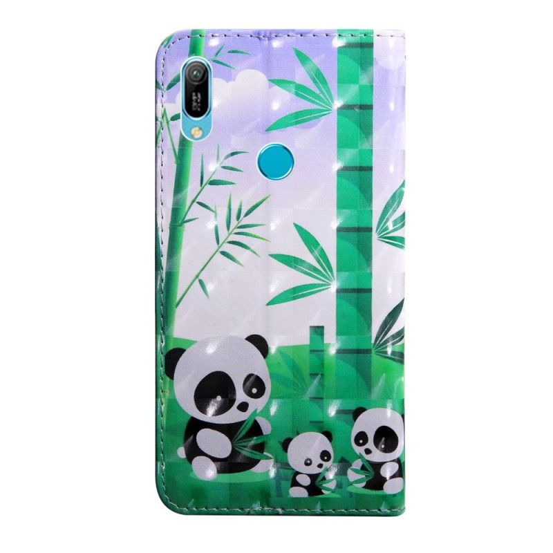 Flip Cover Læder Huawei Y6 2019 Pandafamilie Beskyttelse