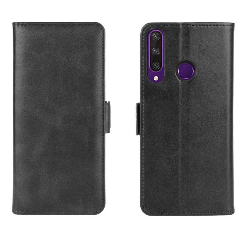 Flip Cover Læder Huawei Y6 2019 Sort Dobbelt Flap Beskyttelse