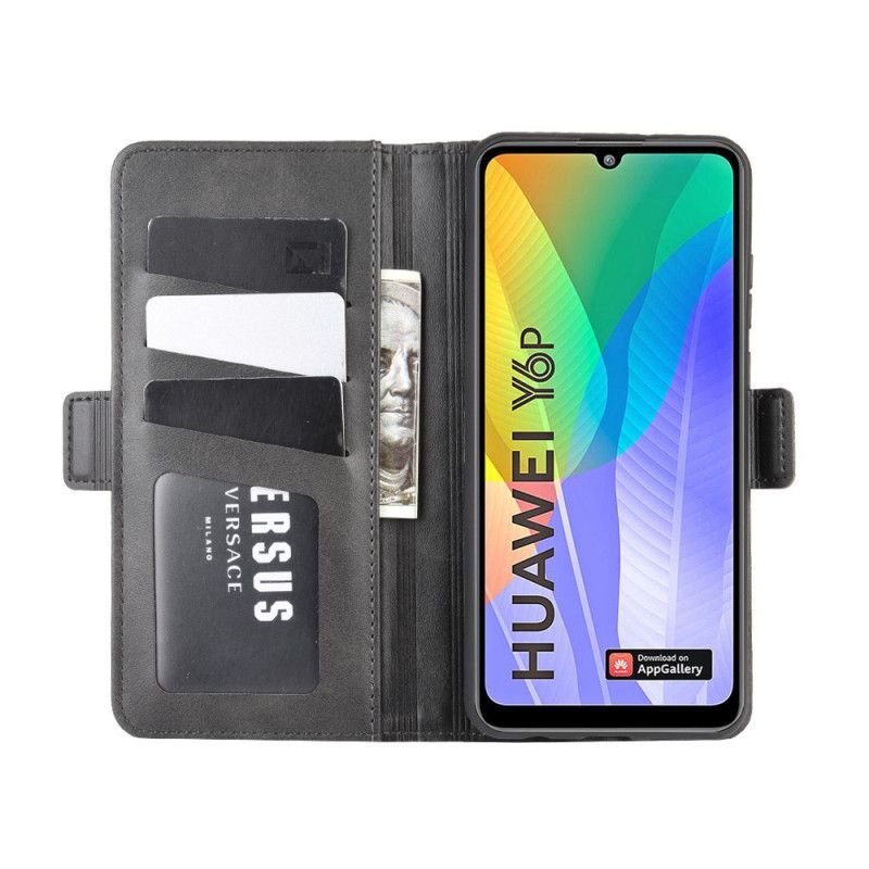 Flip Cover Læder Huawei Y6 2019 Sort Dobbelt Flap Beskyttelse