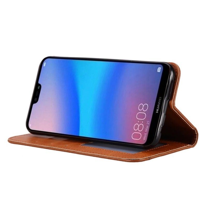 Læder Cover for Huawei Y6 2019 Sort Kortholder I Kunstlæder