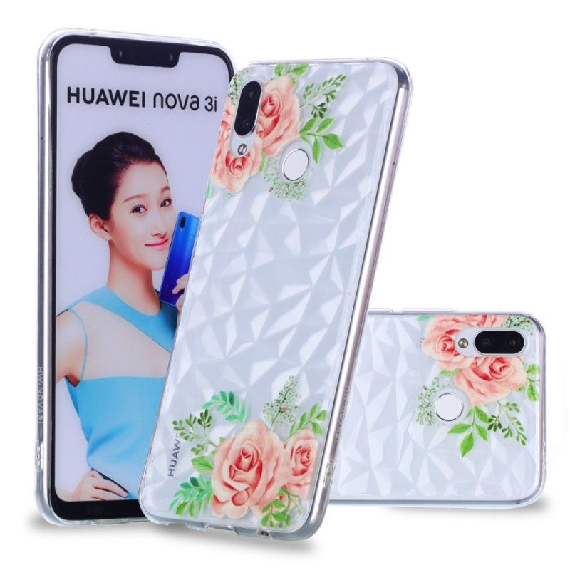 Cover Huawei P Smart Plus Mobilcover Diamanttekstur Og Blomster