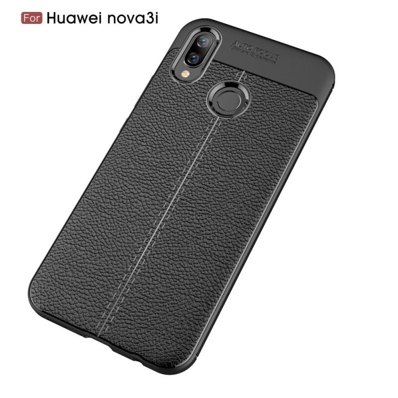 Cover Huawei P Smart Plus Sort Dobbelt Line Lychee Læder Effekt Original