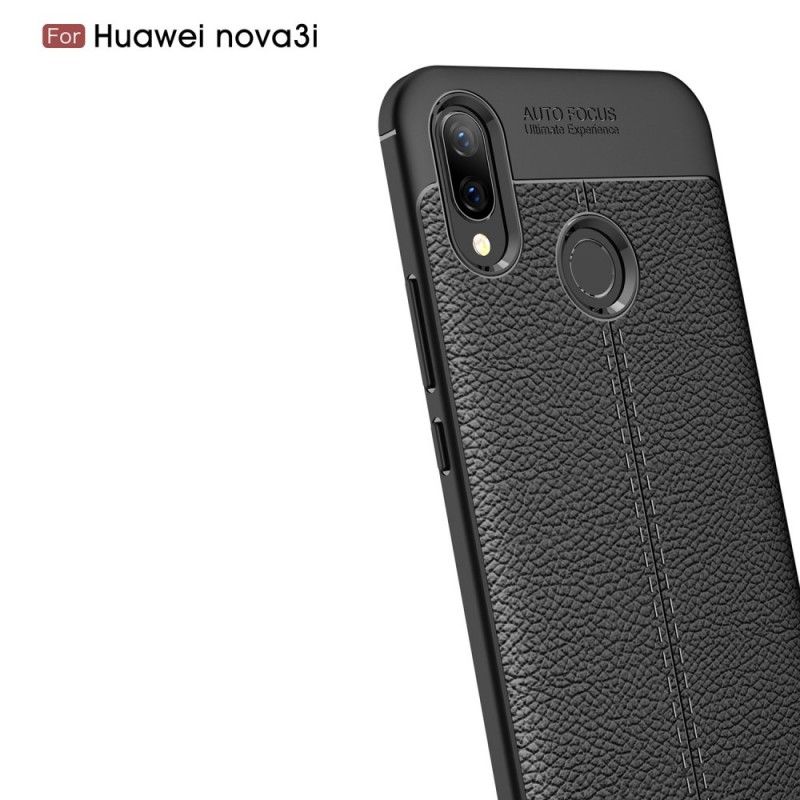 Cover Huawei P Smart Plus Sort Dobbelt Line Lychee Læder Effekt Original