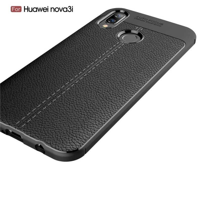 Cover Huawei P Smart Plus Sort Dobbelt Line Lychee Læder Effekt Original