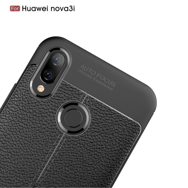 Cover Huawei P Smart Plus Sort Dobbelt Line Lychee Læder Effekt Original