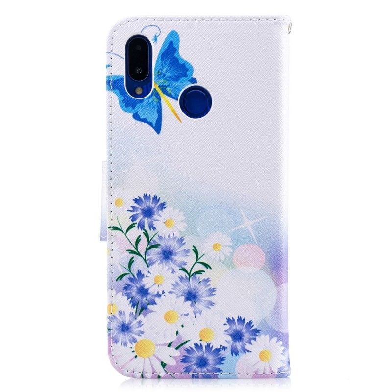 Flip Cover Huawei P Smart Plus Magenta Malede Sommerfugle Og Blomster