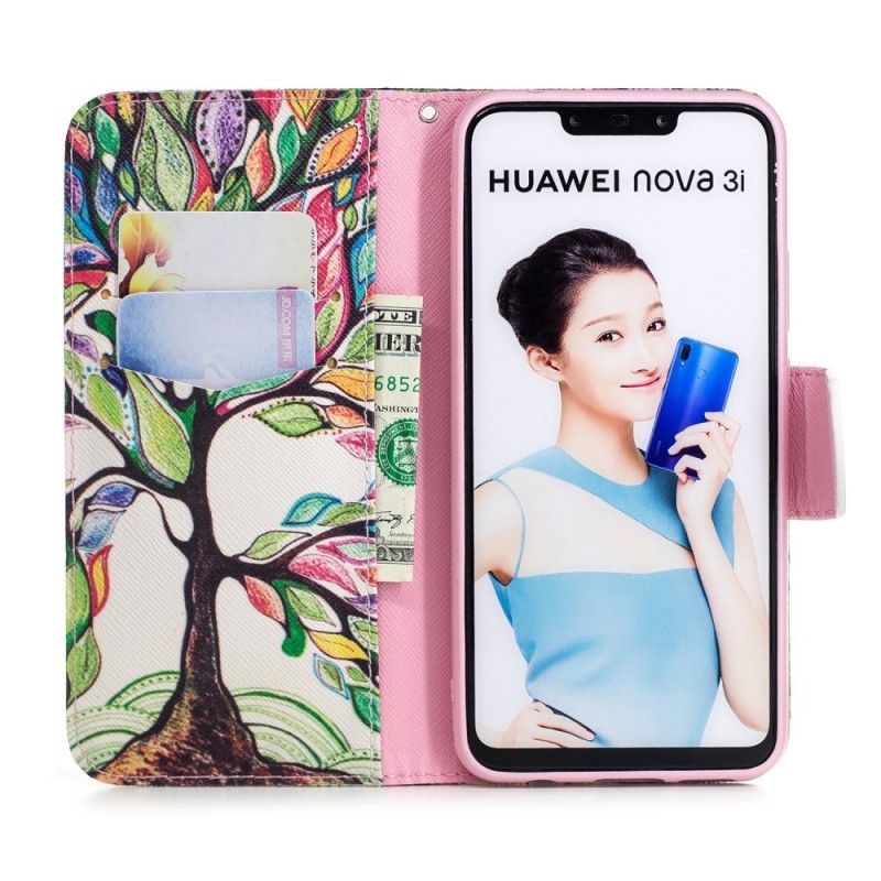 Flip Cover Huawei P Smart Plus Mobilcover Farvet Træ