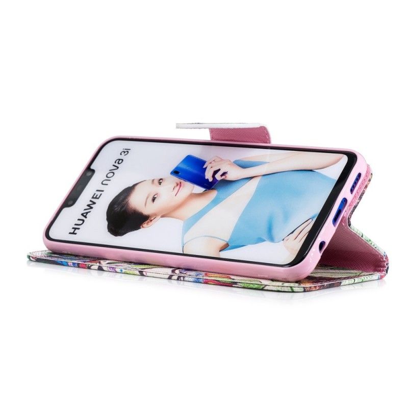 Flip Cover Huawei P Smart Plus Mobilcover Farvet Træ