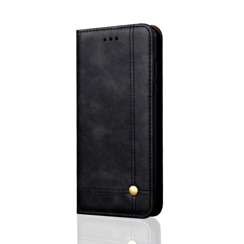 Læder Cover for Huawei P Smart Plus Sort Syet Lædereffekt