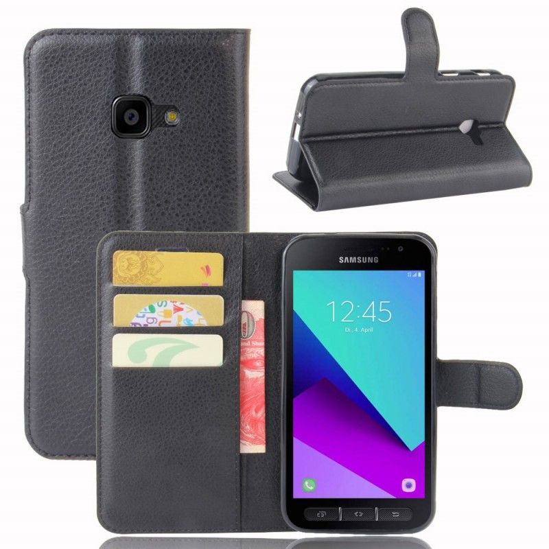 Flip Cover Læder Samsung Galaxy XCover 4S / 4 Sort Klassisk Beskyttelse