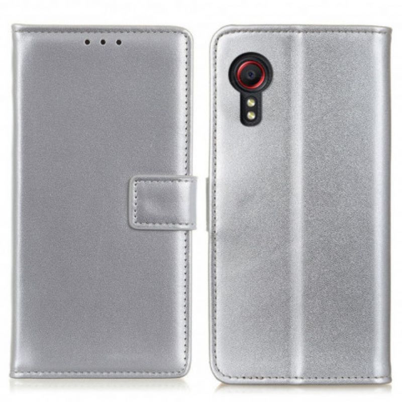 Flip Cover Samsung Galaxy Xcover 5 Simple Litchi Imiteret Læder