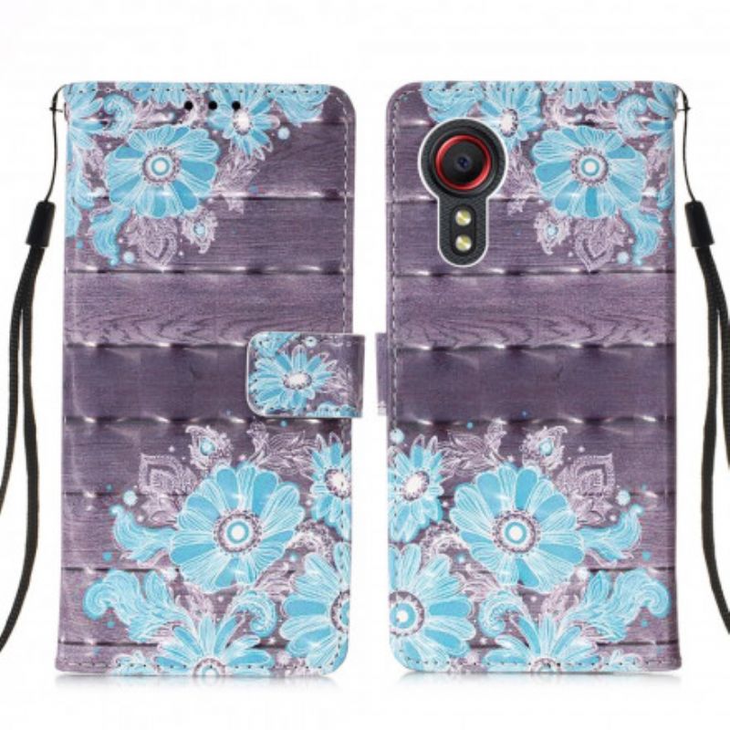 Flip Cover Til Samsung Galaxy Xcover 5 Blå Blomster