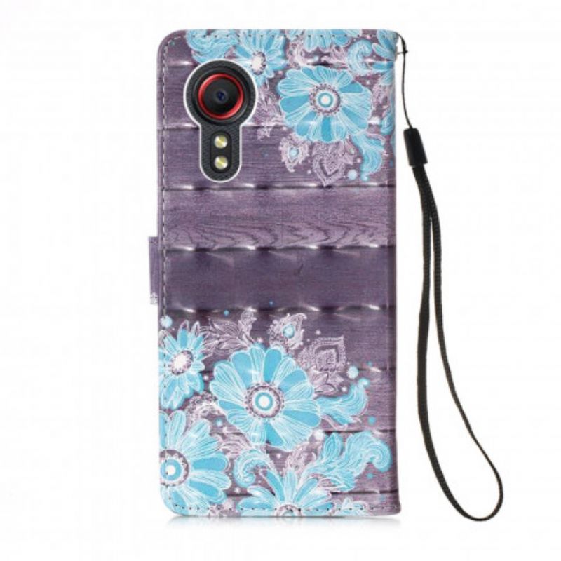 Flip Cover Til Samsung Galaxy Xcover 5 Blå Blomster