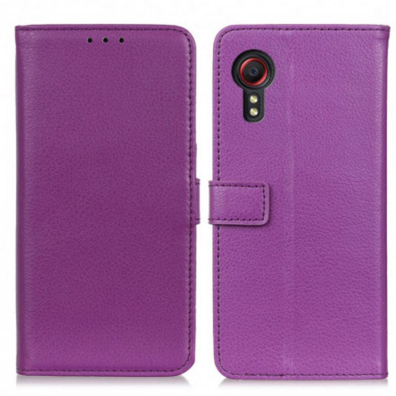 Læder Cover Samsung Galaxy Xcover 5 Telefon Etui Klassisk Litchi Imiteret Læder