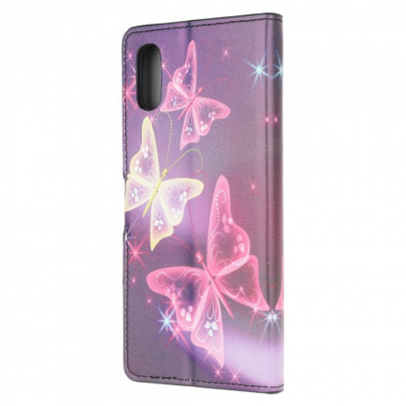 Læder Cover Samsung Galaxy Xcover 5 Telefon Etui Sommerfugle Og Blomster