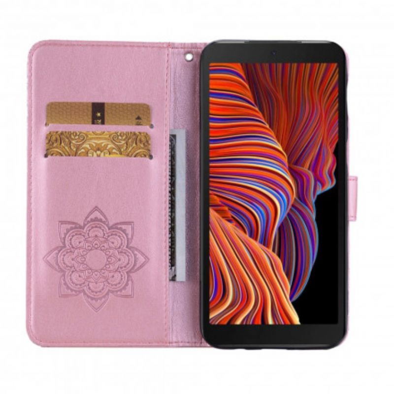 Læder Cover Samsung Galaxy Xcover 5 Telefon Etui Ugle Mandala Og Charm